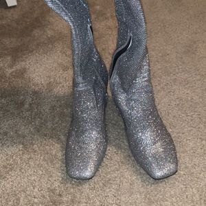 Glitter thigh high boots, size 8